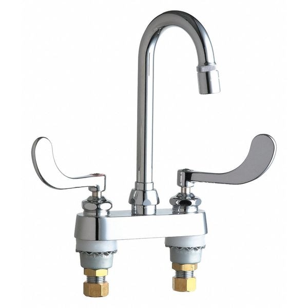 Manual Hot And Cold Water Sink Faucet, 4" Mount, Chrome plated