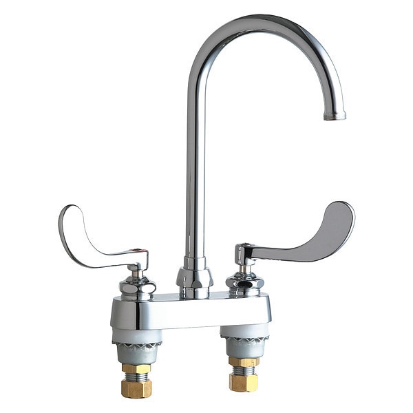 Manual Hot And Cold Water Sink Faucet, 4" Mount, Chrome plated
