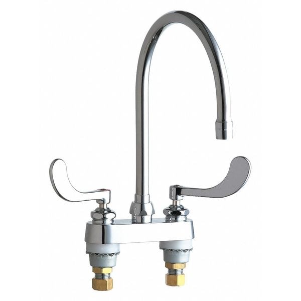 Dual-Handle Hot And Cold Water Sink Faucet, 4" Mount, Chrome plated