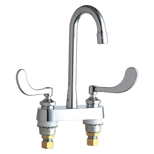Manual Bathroom Faucet, 4" Mount, Chrome plated