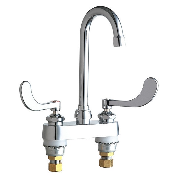 Manual Bathroom Faucet, 4" Mount, Chrome plated