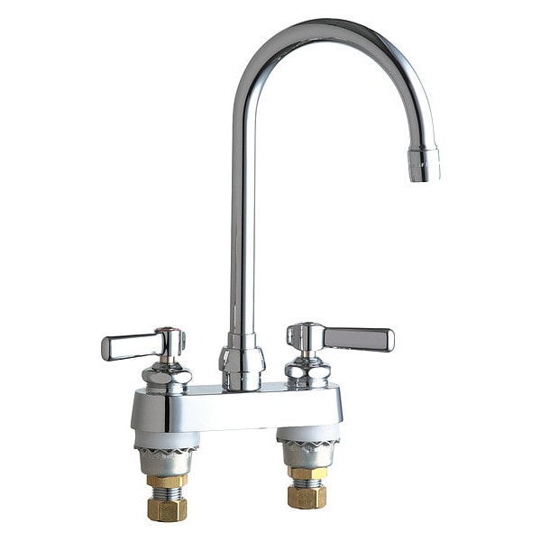 Manual Hot And Cold Water Sink Faucet, 4" Mount, Chrome plated