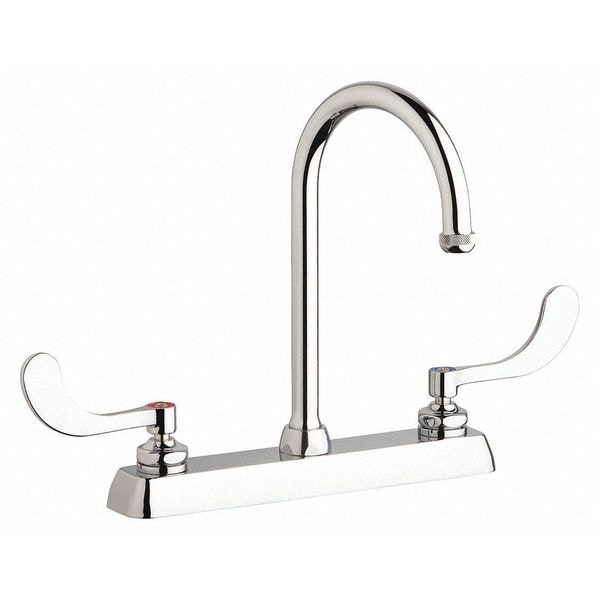 Dual-Handle Hot And Cold Water Washboard Sink Faucet, 8" Mount, Chrome plated