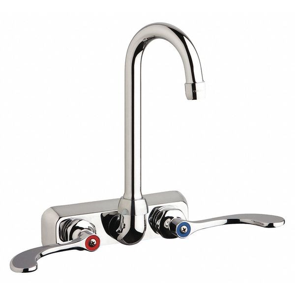 Manual Workboard Faucet, 4In Wall, 4" Mount, Chrome plated