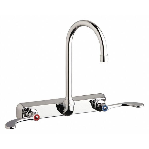 Manual Workboard Faucet, 8In Wall, 8" Mount, Chrome plated