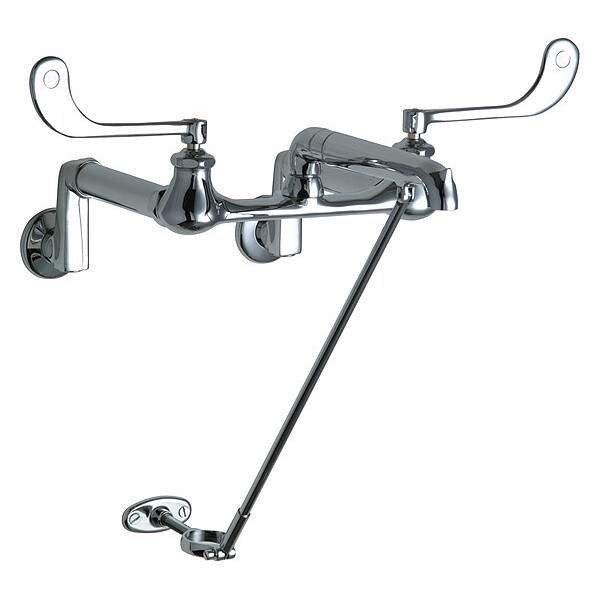 Dual-Handle Hot And Cold Water Sink Faucet, 8" Mount, Chrome plated