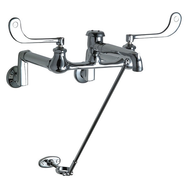 Dual-Handle Hot And Cold Water Sink Faucet, 8" Mount, Chrome plated