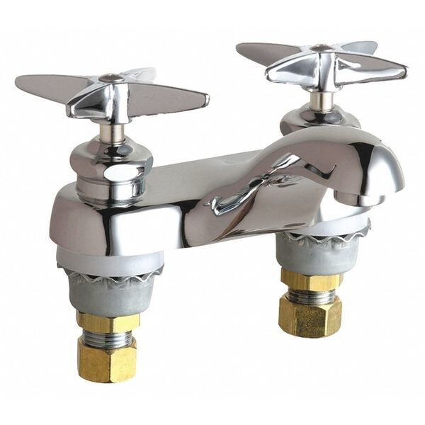 Manual Bathroom Faucet, 4" Mount, Chrome plated