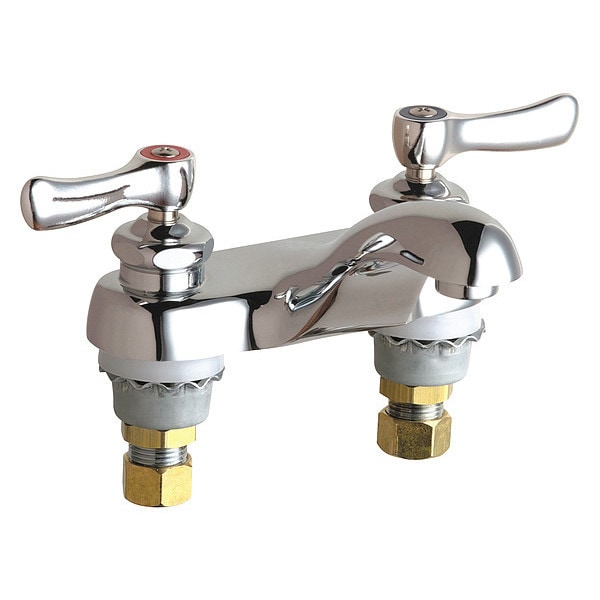 Manual Hot And Cold Water Sink Faucet, 4" Mount, Chrome plated
