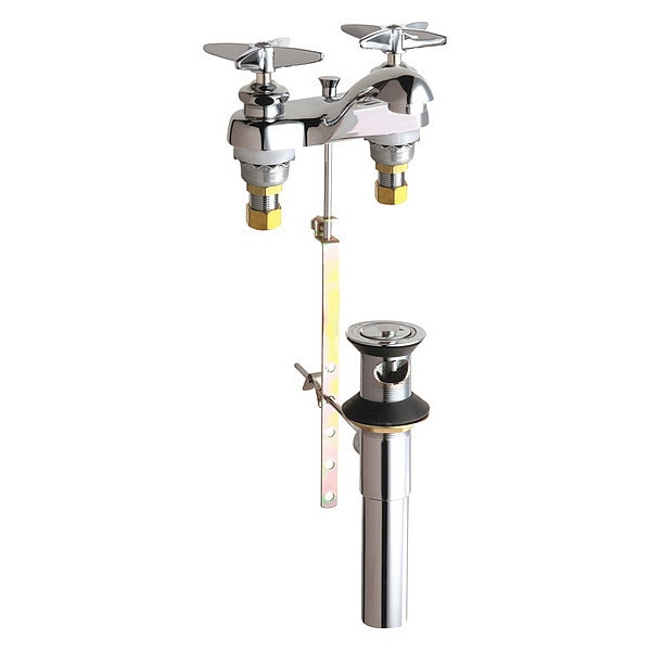 Manual Bathroom Faucet, 4" Mount, Chrome plated