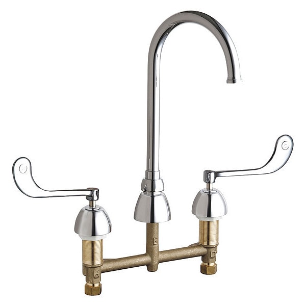 Manual Bathroom Faucet, 8" Mount, Chrome plated