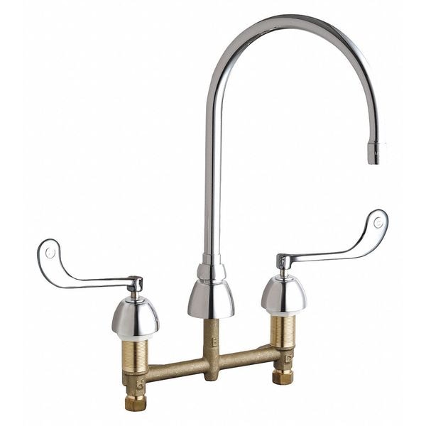 Manual Concealed Hot And Cold Water Sink Faucet, 8" Mount, Chrome plated