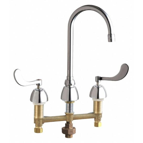 Manual Bathroom Faucet, 8" Mount, Chrome plated