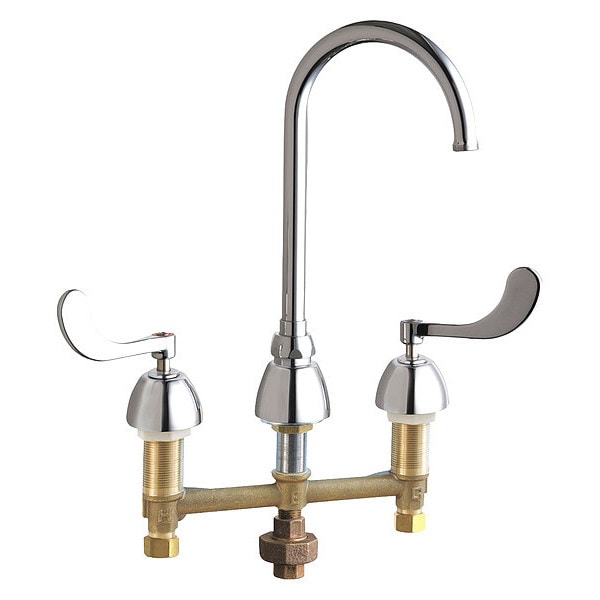 Manual Bathroom Faucet, 8" Mount, Chrome plated