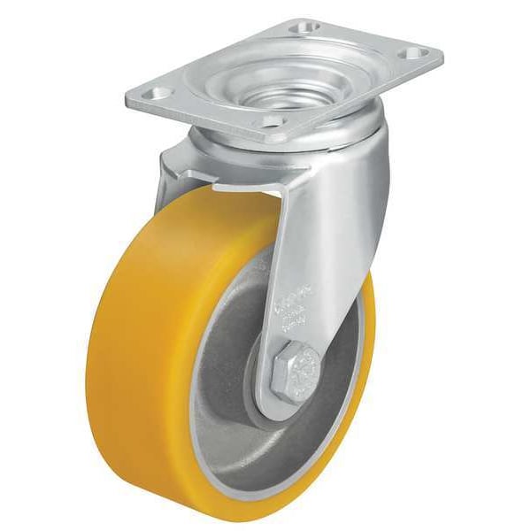 Swivel Plate Caster, Poly, 4 in., 400 lb, Yllw