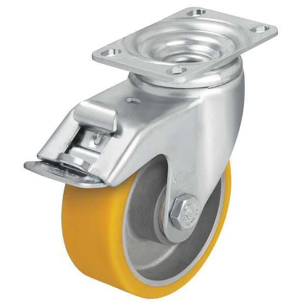 Swivel Plate Caster, Poly, 4 in, 400 lb, C, Ylw