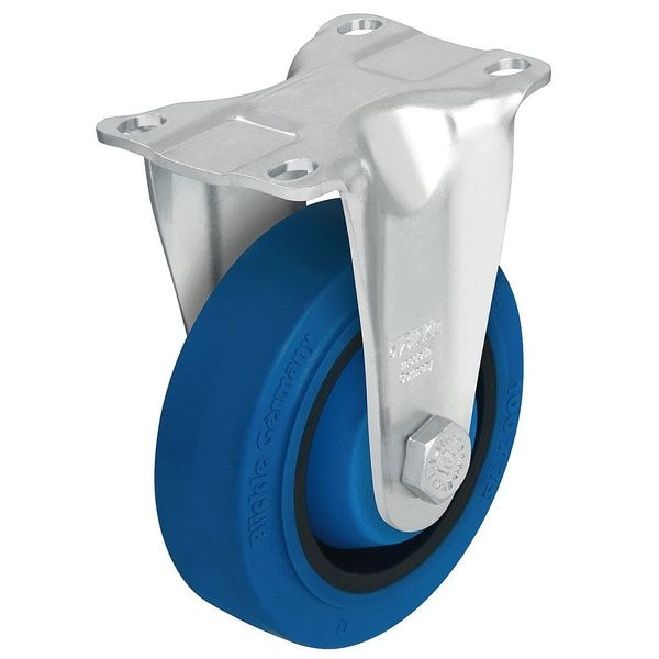 Rgd Plate Caster, Rubber, 4 in., 400 lb.