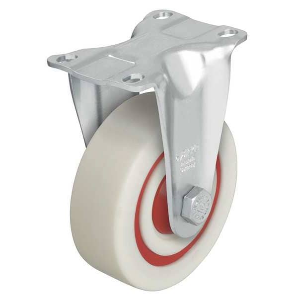 Rgd Plate Caster, Nylon, 4 in., 400 lb., Wht