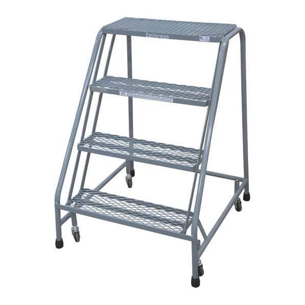 40 in H Steel Rolling Ladder, 4 Steps, 450 lb Load Capacity