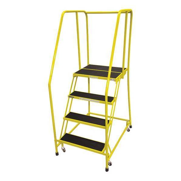 70 in H Steel Rolling Ladder, 4 Steps, 450 lb Load Capacity