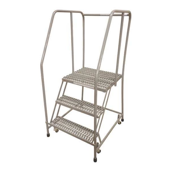 60 in H Steel Rolling Ladder, 3 Steps, 450 lb Load Capacity