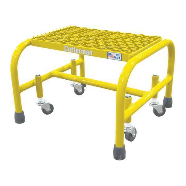 Rolling Platform, 1 Steps, 12 in Overall Height, Steel, Yellow