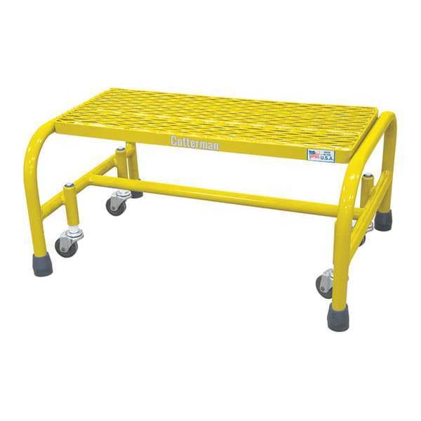 Rolling Platform, 1 Steps, 12 in Overall Height, Steel, Yellow