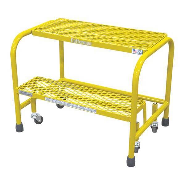 Rolling Step, 2 Steps, 20 in Overall Height, Steel, Yellow