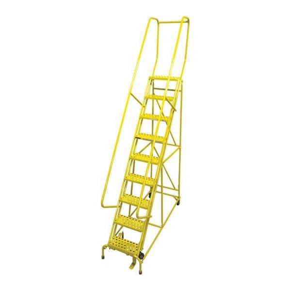 120 in H Steel Rolling Ladder, 9 Steps, 450 lb Load Capacity
