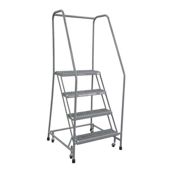 70 in H Steel Rolling Ladder, 4 Steps, 450 lb Load Capacity