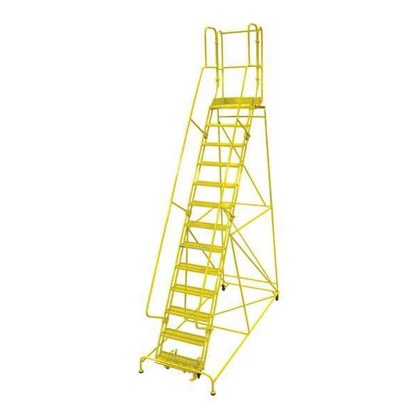 172 in H Steel Rolling Ladder, 13 Steps, 450 lb Load Capacity