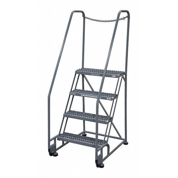 70 in H Steel Tilt and Roll Ladder, 4 Steps, 350 lb Load Capacity