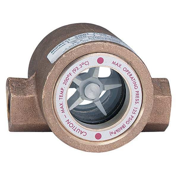 Double Sight Flow Indicator, Brnz, 1-1/2In