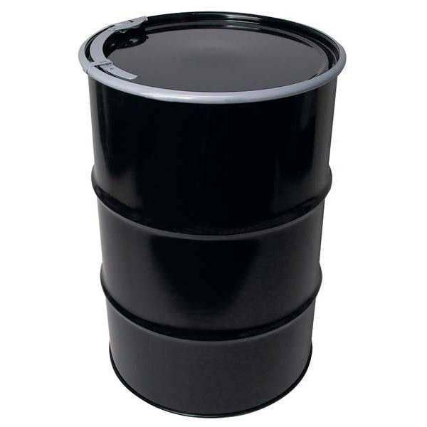 Open Head Transport Drum, Steel, 55 gal, Lined, Black