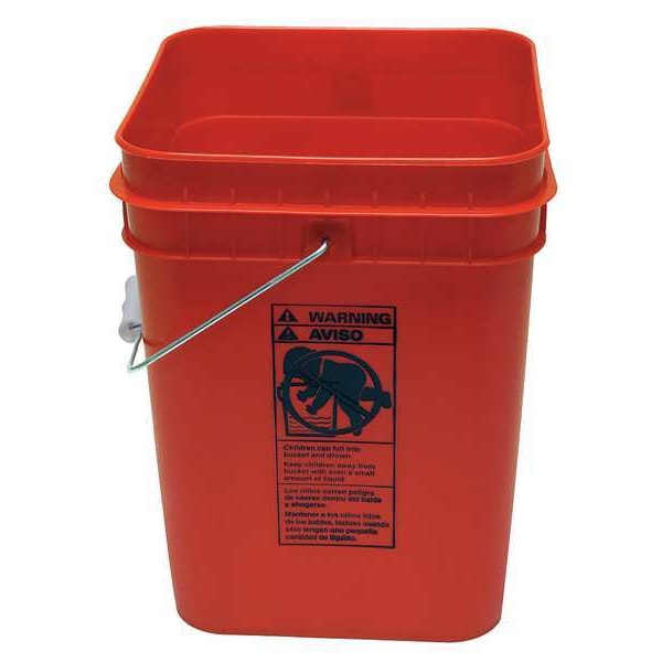 Pail, Open Head, Square, 4 gal, PE, Red