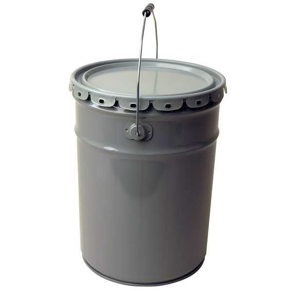 Pail, Open Head, Round, 5 gal, Steel, Gray