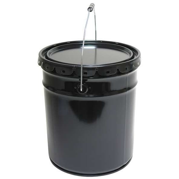 Pail, Open Head, Round, 5 gal, Steel, Black