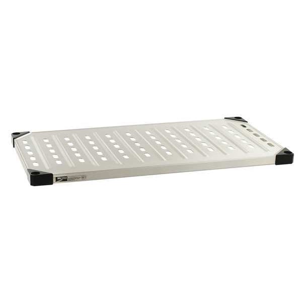 Aluminum, Stainless Steel Louvered Shelf, 60 in W x 14 in D x 1 1/2 in H, Silver