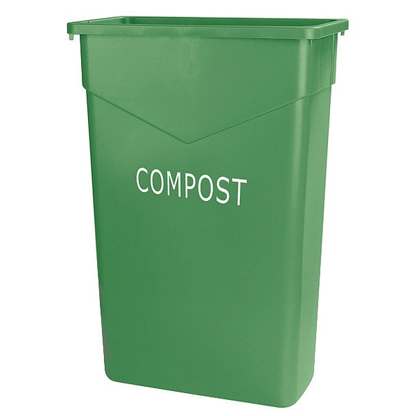 23 gal. LLDPE Rectangular Trash Can, Green