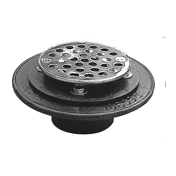 Round Shower Drain, Cast iron, Stainless Steel, 2", FIP