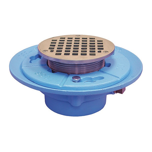 Round Floor Drain, Chrome, 3", No-Hub