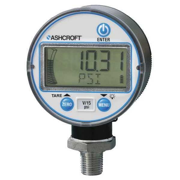 Digital Industrial Pressure Gauge, 0 to 1000 psi, 2 1/2 in Dial, 1/4 in NPT, Bottom Location