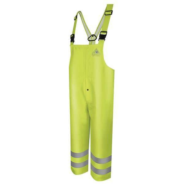 Arc Flash Rain Bib Overall, 24 cal/sq cm ATPV, S, 28 1/2 in Inseam, Polyurethane, Fly Front w/Snaps