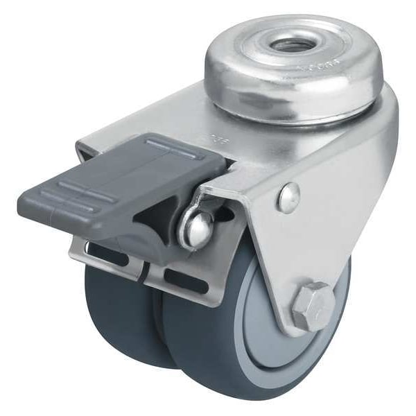 Dual Wheel Caster, Swivel, Therm Rber, 3 in, 220 lb