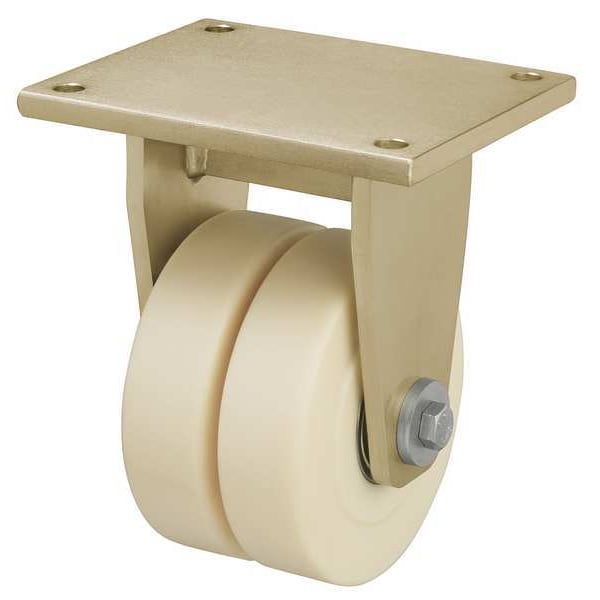Rgd Plate Caster, Nylon, 4 in., 3300 lb.
