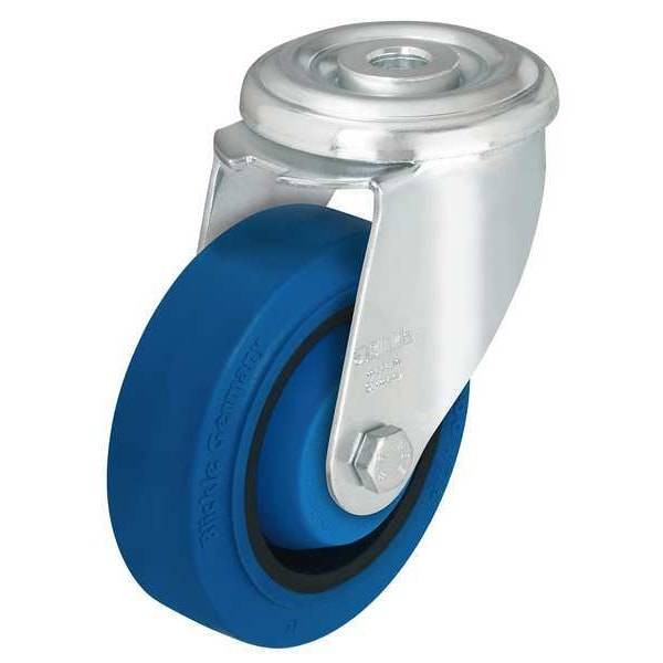 Kingpin Swivel Caster, Rubber, 4 in, 330 lb, Blu