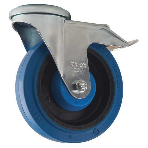 Kingpin Swivel Caster, Rubber, 5 in, 330 lb, Blu