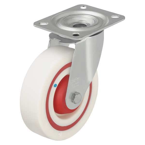 Swivel Plate Caster, Nylon, 4 in., 330 lb., White