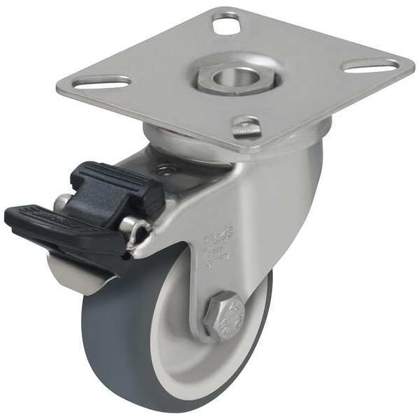 Swivel Plate Caster, Therm Rubber, 3 in, 165 lb