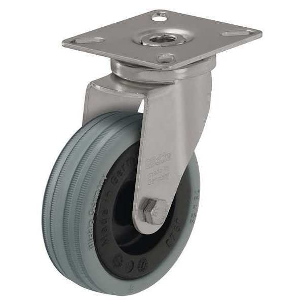 Swivel Plate Caster, Rubber, 2 in., 110 lb., A